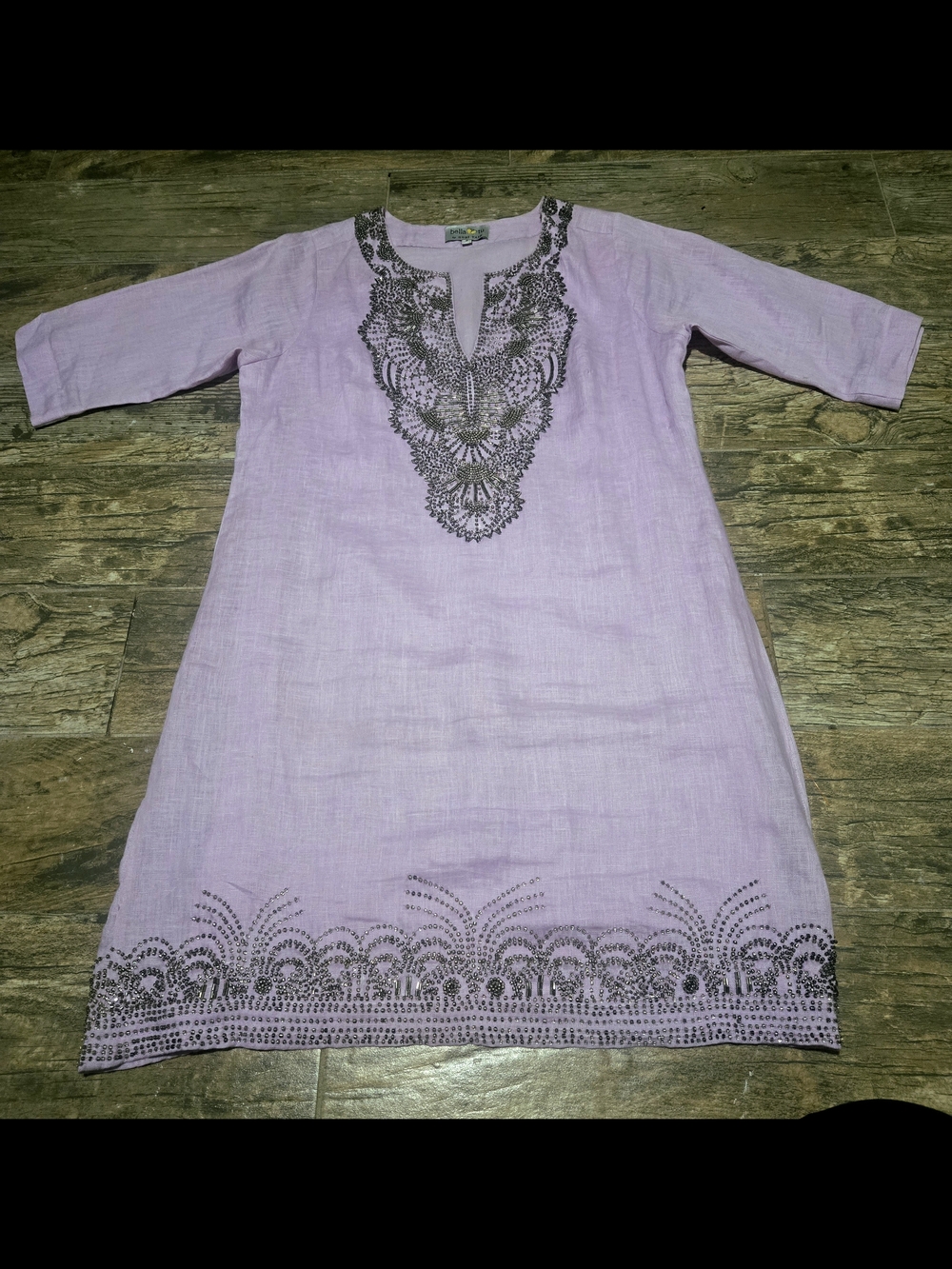 Lavender Bead Embellished Tunic Dress